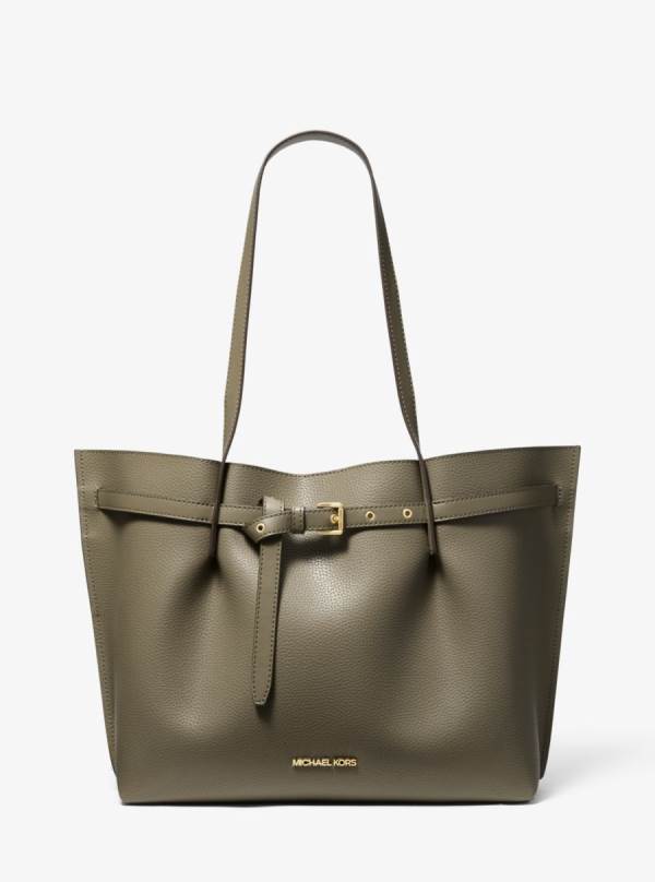 Damske Prenosná Taška Michael Kors Emilia Large Pebbled Leather Olivovo Zelená - Kabelky Michael Kors Sleva | MBQOY-0495